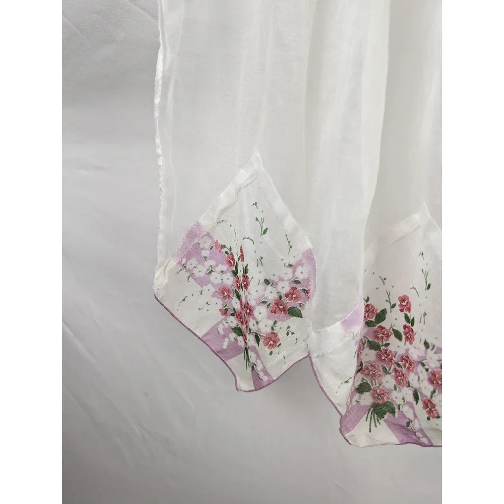 Vtg Handmade Sheer Floral Handkerchief Hem Half Apron Cottagecore Upcycled Fairy